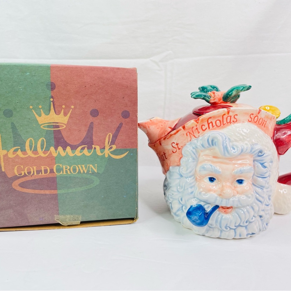 Hallmark NEW St. Nicholas Santa Clause Tea Pot Ceramic